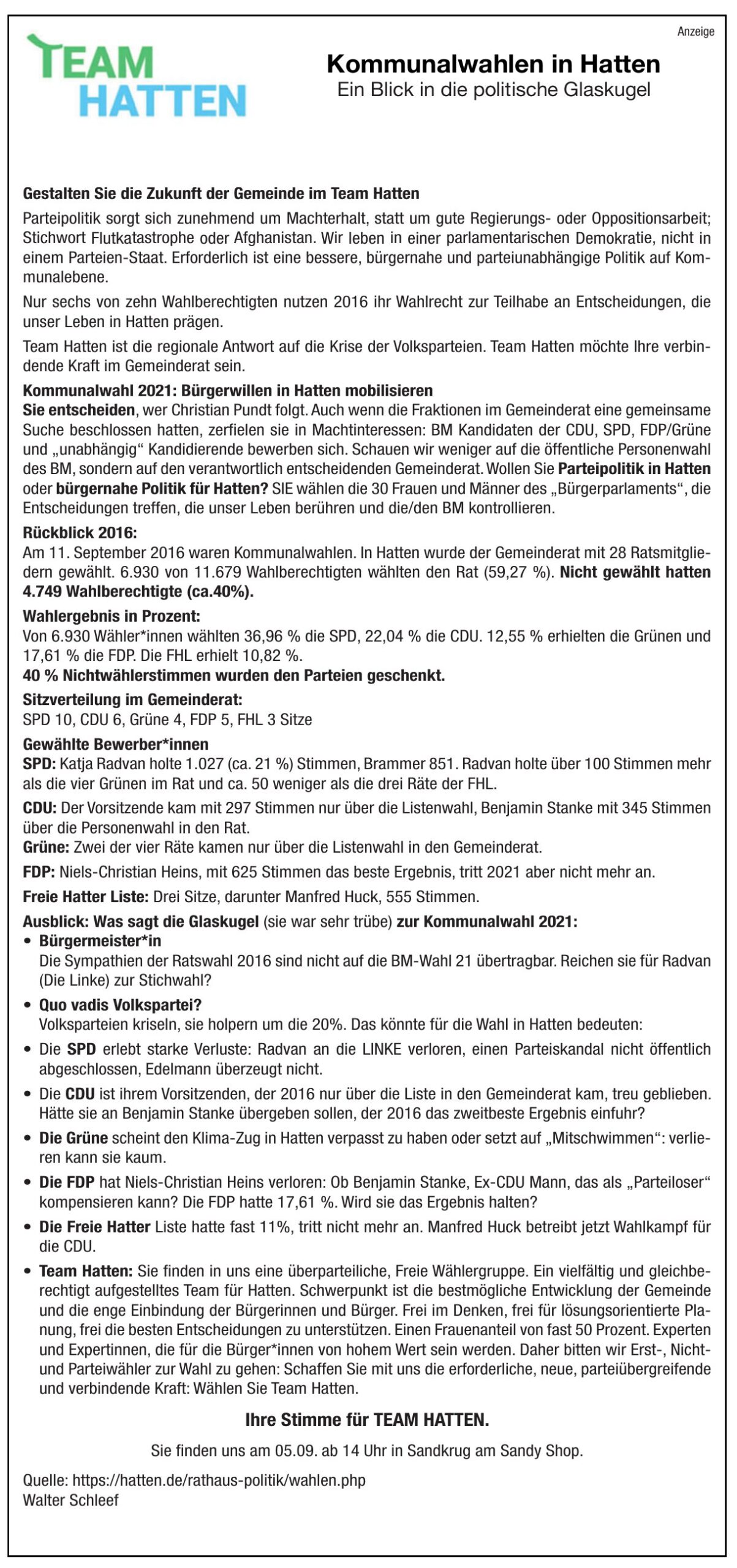 Unsere erste Anzeige