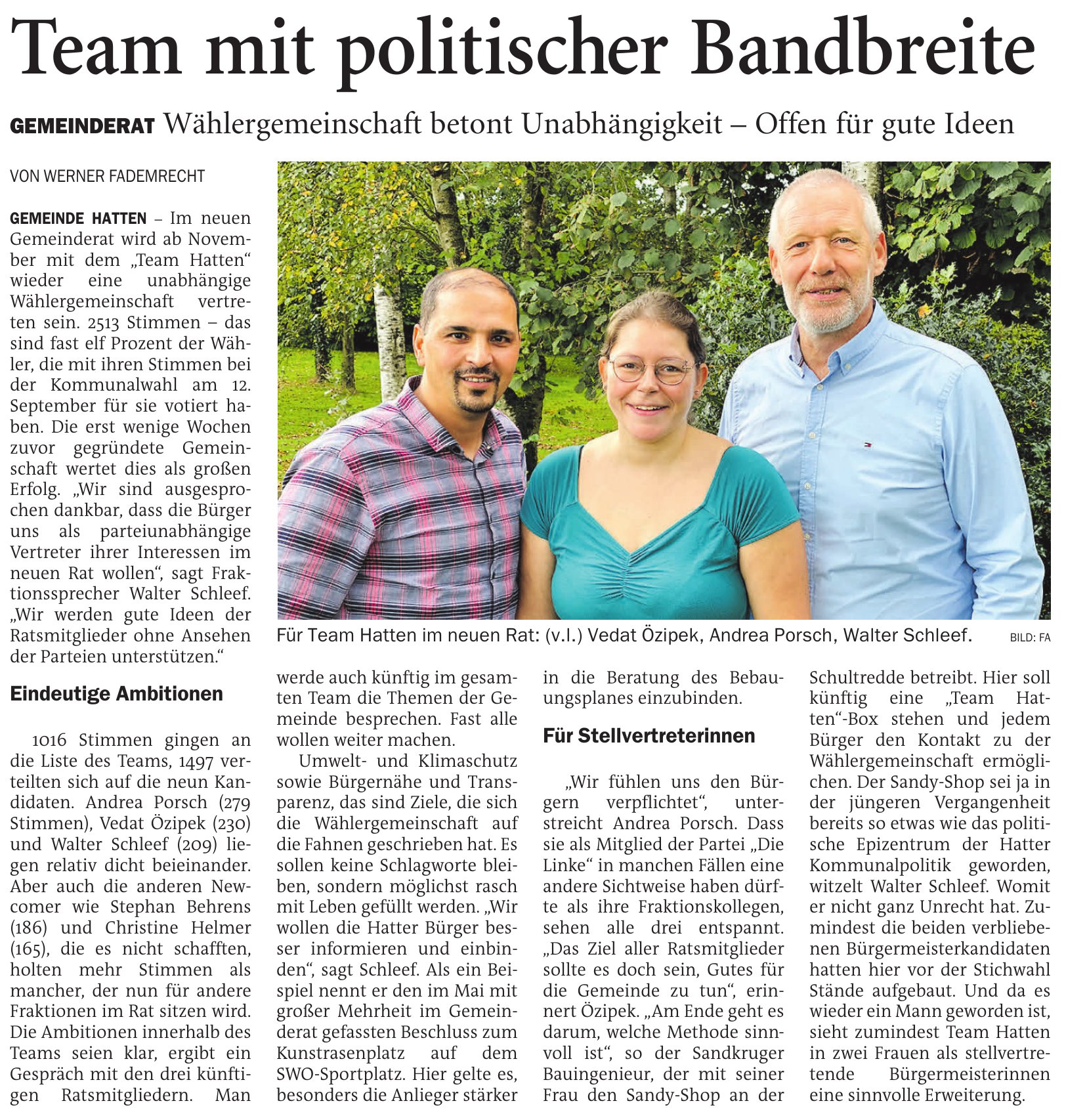 Team mit politischer Bandbreite