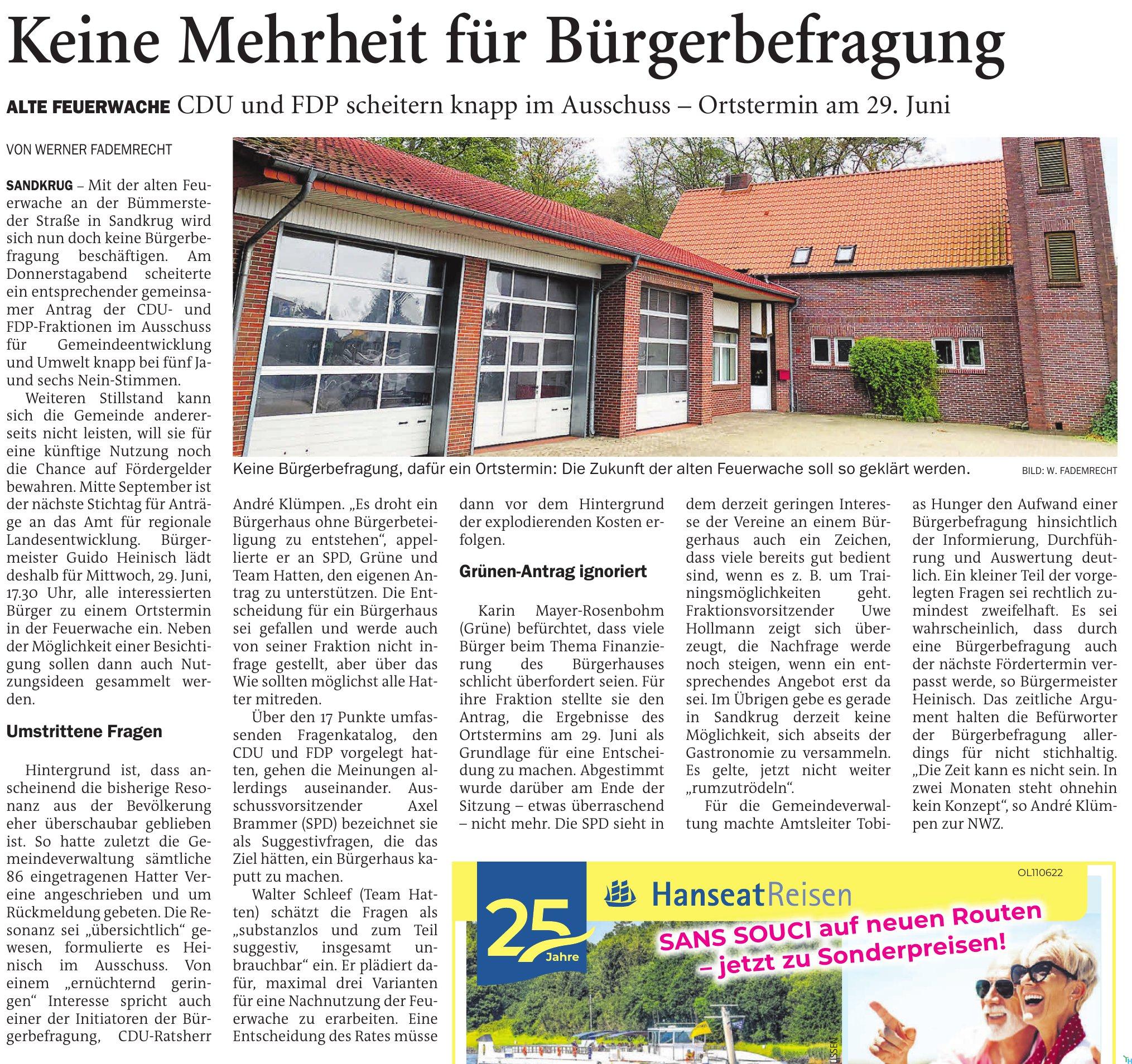 Keine Mehrheit für Bürgerbefragung