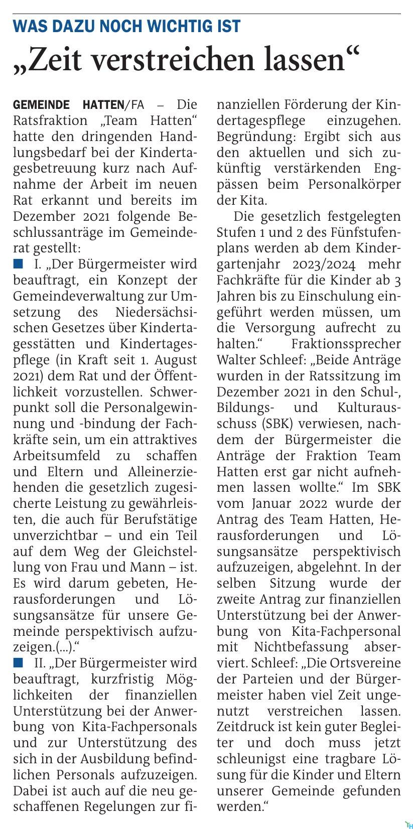 Zeit verstreichen lassen