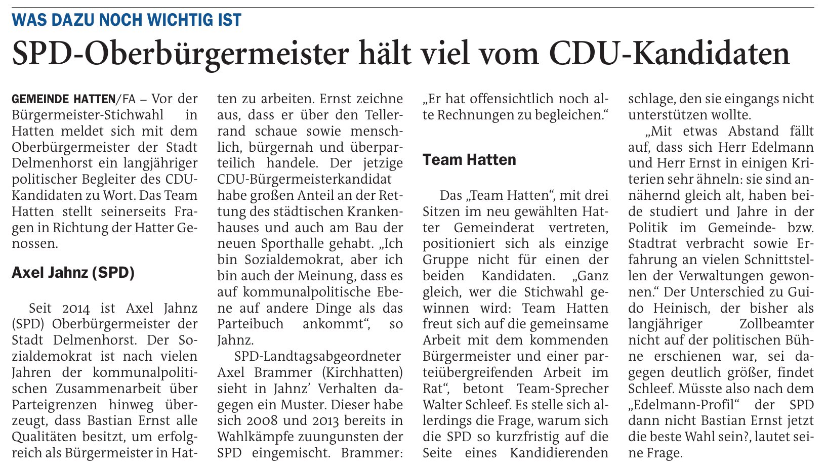 SPD-Oberbürgermeister hält viel vom CDU-Kandidaten