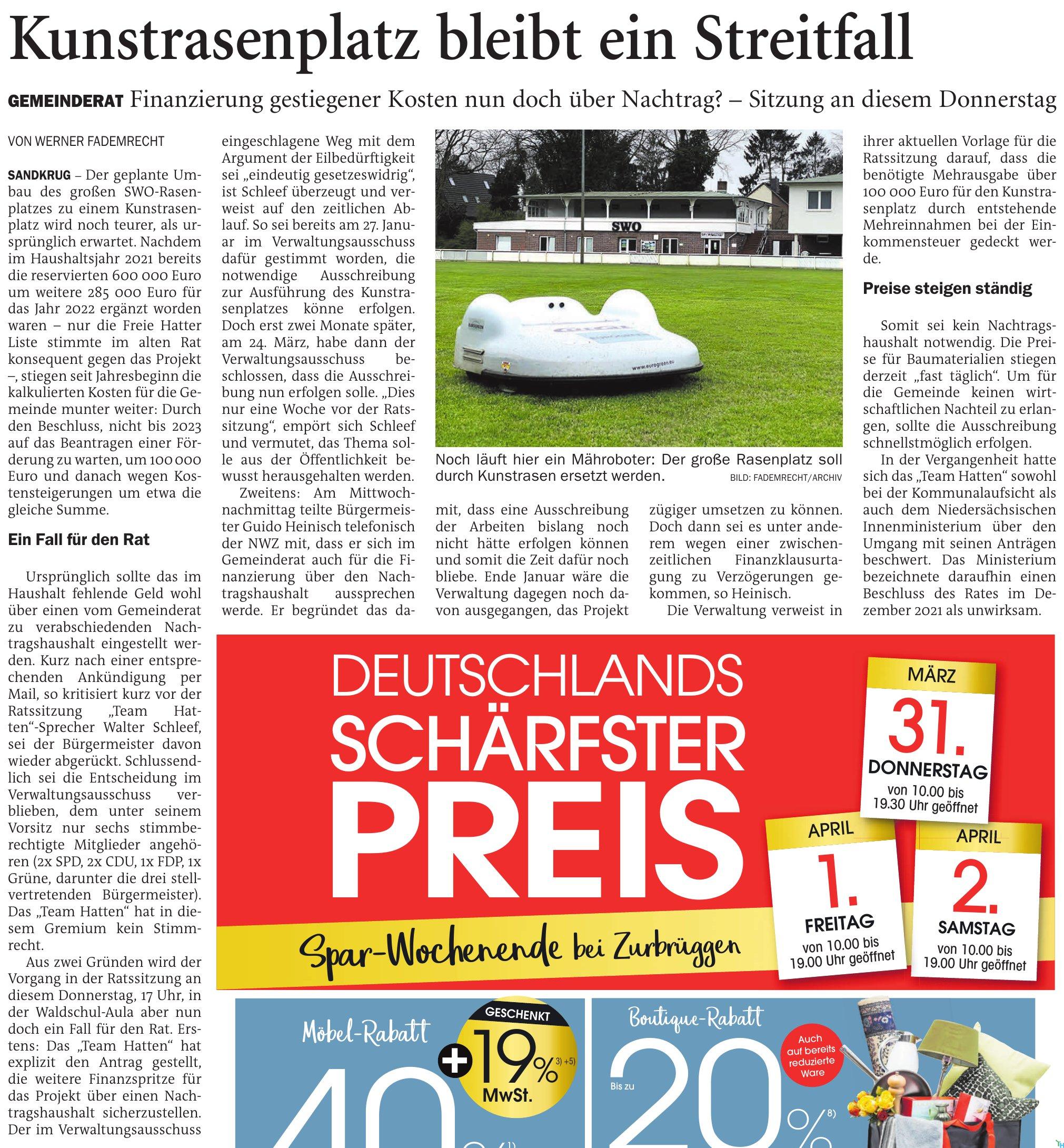 Kustrasenplatz bleibt ein Streitfall