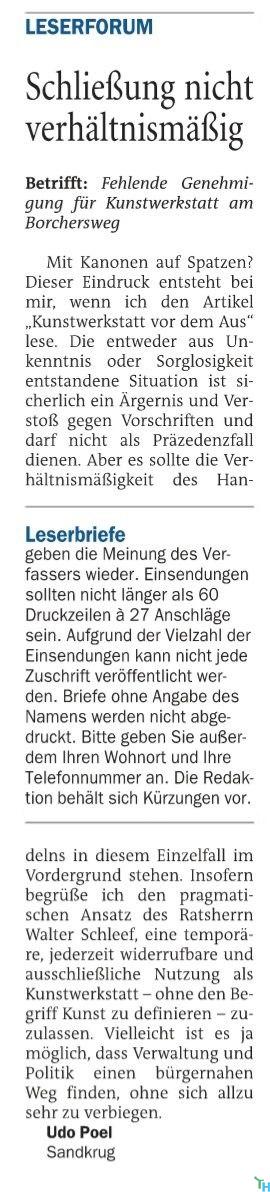 Schließung nicht verhältnismäßig